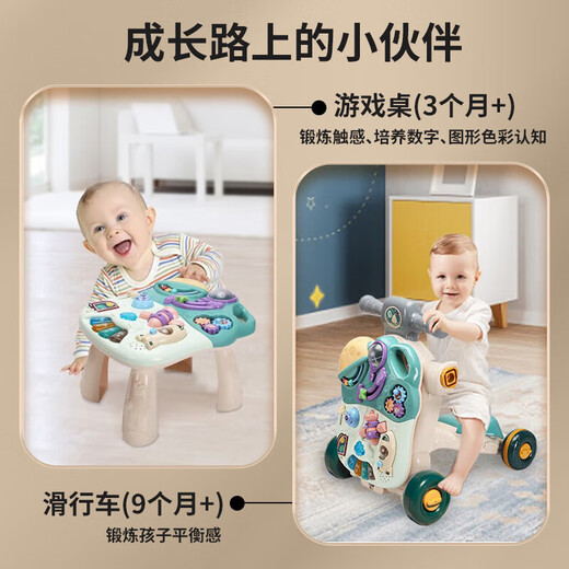 盟石（cute stone）婴儿学步车2025款1-3岁儿童手推车宝宝滑步车多功能游戏桌助步车 【四合一】多功能学步车-王子款