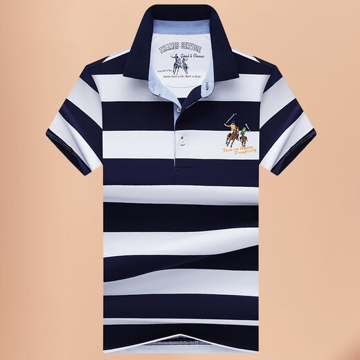 Master Polo Polo de manga corto a rayas Polo Summer Summer de la camiseta del delgada Paul Marca oficial de lujo Casual Comercio de mediana edad 3882 Naranja Stripes 2XL