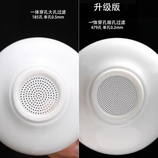纪尘羊脂玉白瓷一体全瓷茶漏滤网泡茶器 全瓷过滤网679孔+底座