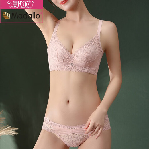 Modal Ben Ming Nian Big Red Large Size Breast-Reducing Underwear Women's Shoulder Straps Non-Slip Thick Push-Up Bra Set Red Set 70A 32A%3D Set