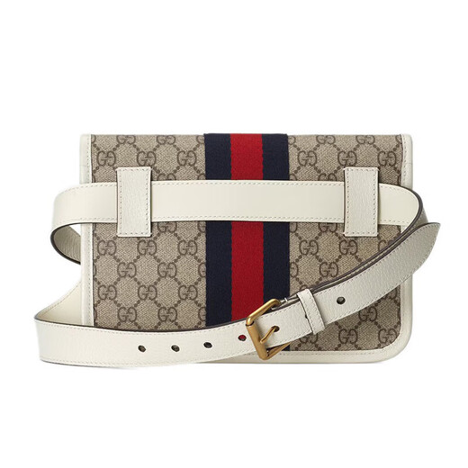 Gucci (GUCCI) women's waist bag, men and women's universal double G metal logo waist bag couple's style gift for girlfriend Beige/white 674081 96IWT 9794