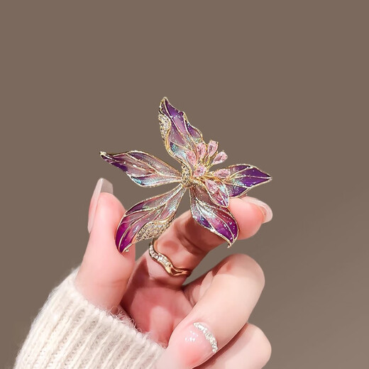 Yin Muchi French iris brooch, high-end women's exquisite crystal corsage, niche design pin, suit decoration gift, XZ0556 iris brooch