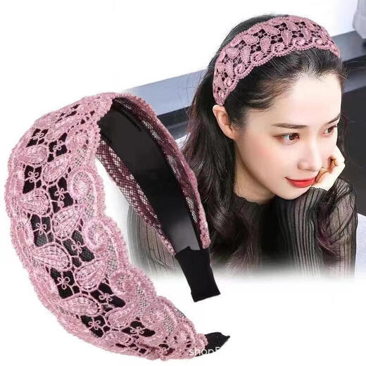 Case makeup Chinese Valentine's Day white hair headband temperament hairpin wide edge widened thin fashion Internet celebrity hair hoop popular wide edge lace headband black