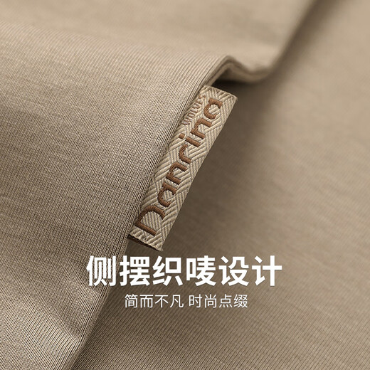 与狼共舞【含桑蚕丝】刺绣短袖T恤2025夏季新款印花亲肤圆领休闲上衣6037 卡其701 L (175)