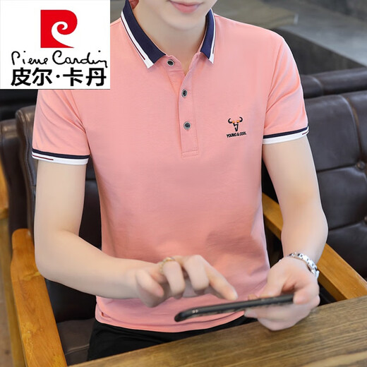 Pierre Cardin Summer Trendy Lapel Camiseta para hombres Polos Polo Business Collar de algodón informal Camiseta de manga corta para hombres Bean Genen QY673 3XL