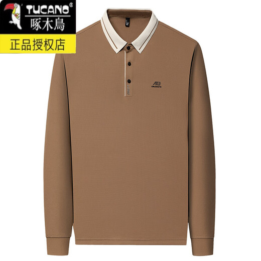 啄木鸟长袖t恤男士2025春秋季新款商务休闲宽松翻领打底POLO衫上衣 16823浅绿 XL 175【建议135-155斤】