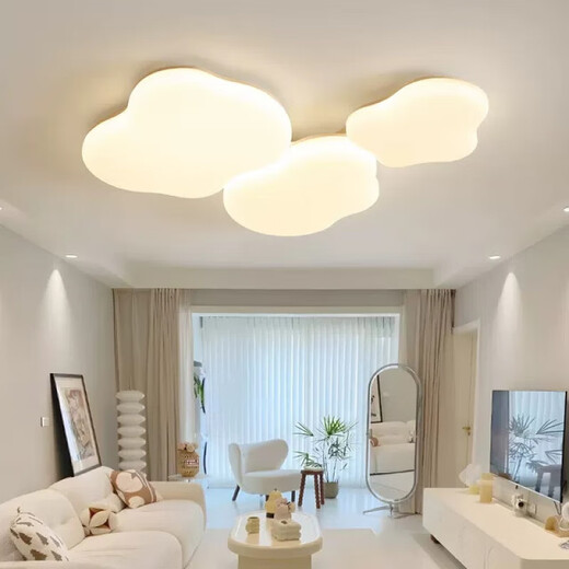 Volles Spektrum Wohnzimmer Deckenleichter Licht für Kinderzimmer -Creme -Stil minimalistische Schlafzimmer Augenschutz Kekse Wolke Ganzes Haus Set Lampe Augenschutz / Finger Display 9737cm / Fernbedienung / Fine
