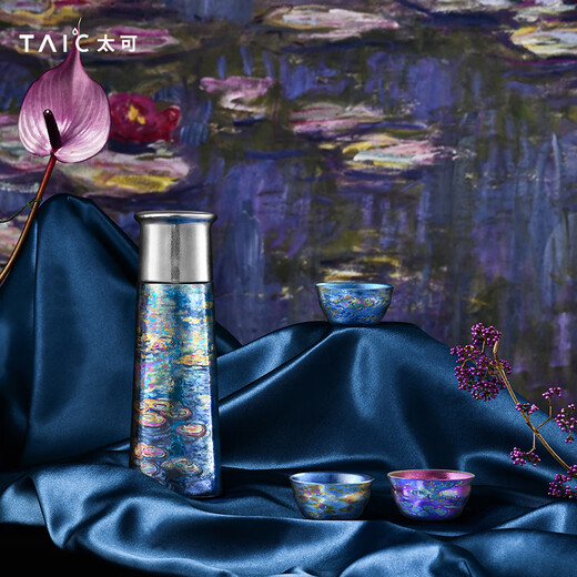 TAIC water lily pure titanium thermos cup for birthday and New Year gifts customized products Titanium Art Impression Water Lily Cup