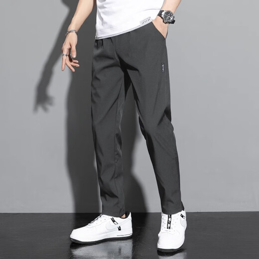 PLAYBOY [2 pares] Pantalones para masculinos Summer Sail Silk Pantalones casuales delgados para hombres Sports Sports Sports Workers K8022 Negro + 8021 Negro [Dos piezas] XL (120-135Jin [Jin equivale a 0.5 kg])