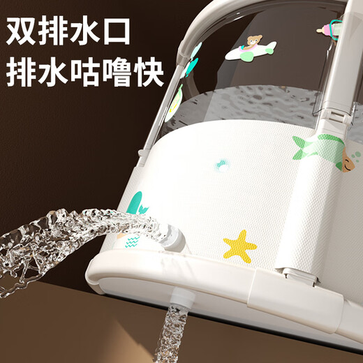 灏琦婴儿游泳桶折叠洗澡盆儿童泡澡桶家用新生儿宝宝洗澡桶0-3-6岁 小鲸鱼【豪华版】+腋下泳圈