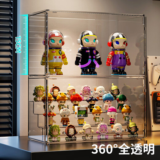 KAMAN blind box storage display stand transparent dust-proof figure storage box doll ornaments Bubble Mart model display cabinet transparent large three-step 1 piece