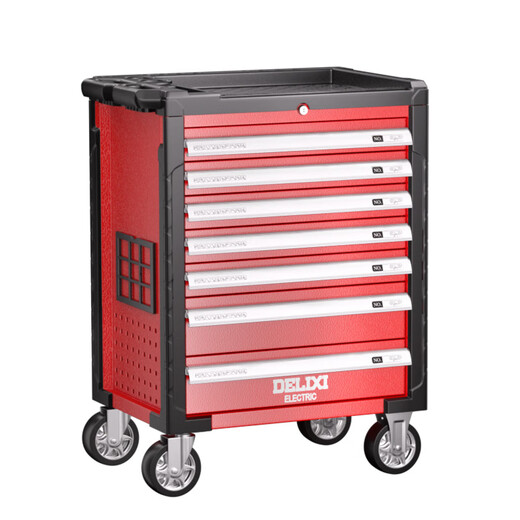 Delixi Electric heavy-duty tool cart, auto repair hardware, three-layer parts trolley, workshop drawer-type tool cabinet, flagship seven-drawer cabinet-type tool cart, rubber-coated version
