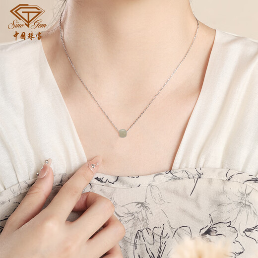 Chinese jewelry birthday gift for girlfriend Hetian jade silver necklace women's pendant for girlfriend and wife's birthday