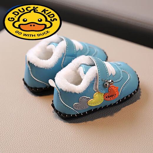 G·DUCK KIDS冬季棉鞋新生婴儿鞋子0-1岁软底防滑宝宝学步鞋加绒加厚可爱防掉 米白色 A350加绒 17 内长12.5厘米建议11-12月