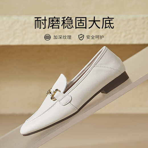 ZHR-Laibers Frauen Frühling und Herbstpendelstil Flachspanne Lederschuhe Frauen weiche Single-Schuhe Frauen AH653 Beige 40