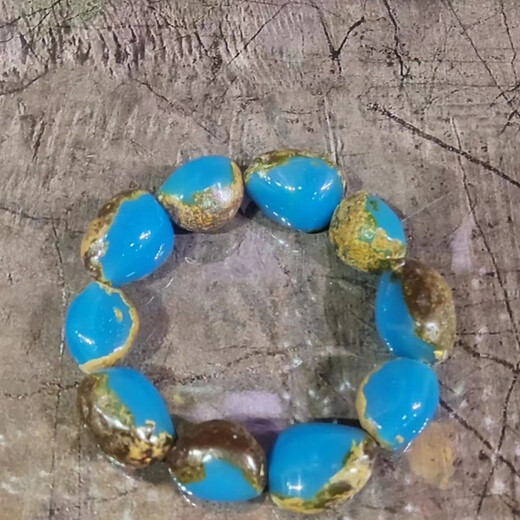 Fat Donglai's new blue amber bracelet with leather, amber raw stone, beeswax bracelet, men's and women's high