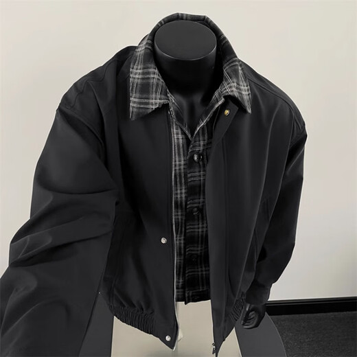 7 high-quality Maillard vintage jackets for men, autumn and winter quilted thickened fake two-piece jackets for men, outdoor lapel warm baseball uniforms NJN-AA32 Brown XL Recommended weight 125-140 Jin Jin equals 0.5 kg