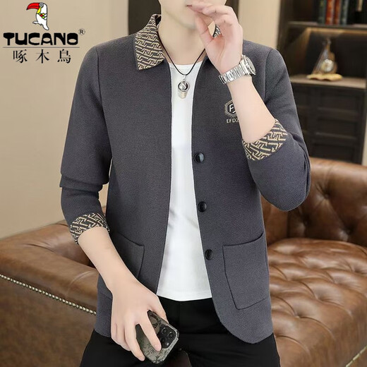 
Woodpecker (TUCANO) jacket men's suit spring and autumn Korean casual short double-sided tweed early autumn men's woolen jacket black C0099 XL