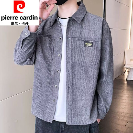 Pierre Cardin Corduroy Veste Shirt pour hommes Spring and Automne Nouvelle veste tendance Casual Work Top Loose Verbe