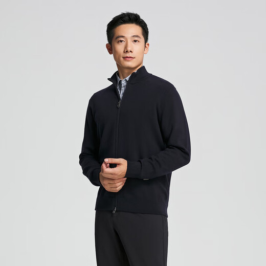 YOUNGOR sweater men's autumn and winter young men's sweater wool blend zipper style sweater store same style Navy YWHR615214FKA L 105cm
