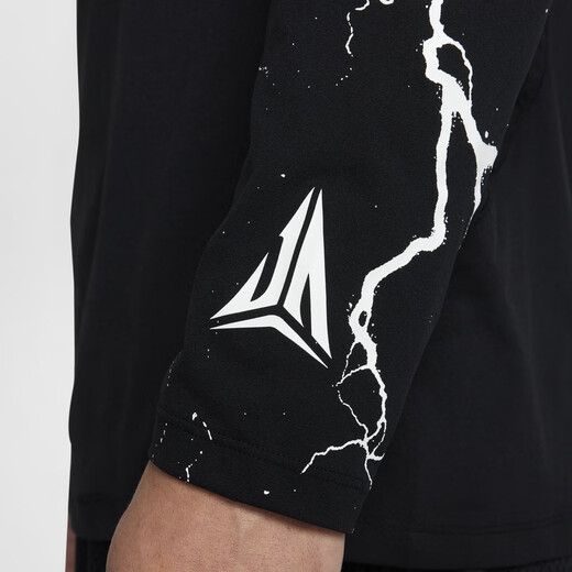 Nike (NIKE) oficial JA Morant camiseta de baloncesto de manga larga de secado rápido con protección solar para hombre verano HJ3892 010 negro/blanco XL