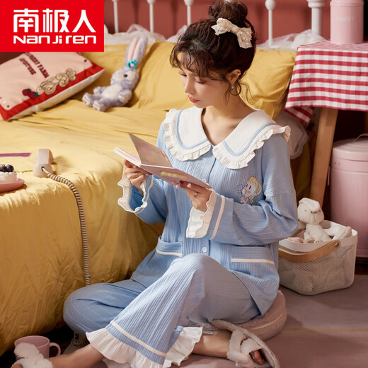 Pajamas Antarctique Spring et automne coton pur coton à manches longues à manches longues Coton complet Grand taille 2024 Nouveau ensemble JM3527 2xl [130-150Jin [Jin est égal à 0,5 kg]]]