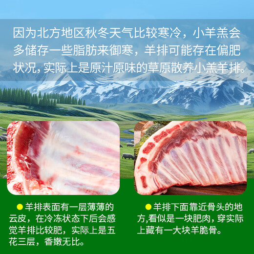 Hubeilun Inner Mongolia Tan Sheep original cut lamb chops net weight 4Jin Jin is equal to 0.5 kg strips whole row cut hand-caught mutton barbecue hot pot ingredients