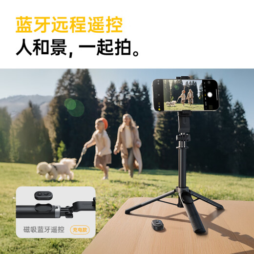 W&P 迷你自拍杆2025新款三脚架防抖360度旋转多功能直播落地手机支架手持拍摄旅行神器便携蓝牙遥控wp