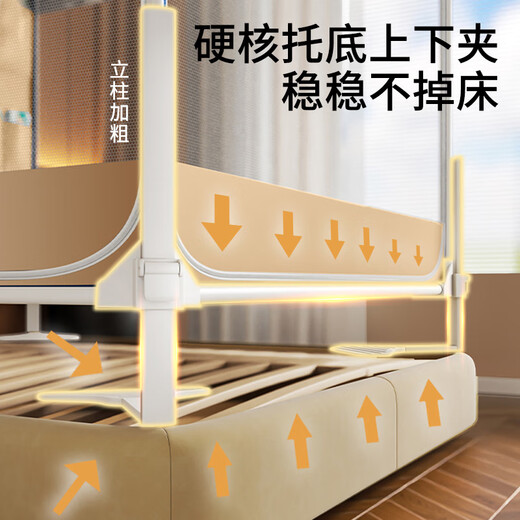 Langsha (langsha) Class A anti-fall mosquito net frame 1.8x2m household baby crib fence 1.5x2m installation-free patterned three-door fence style-dachshund reinforced lifting base 1.8x2.0x1.7m bold installation-free anti-fall bracket