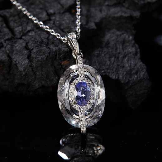 Pop S925 sterling silver natural tanzanite white crystal colored treasure necklace women's niche design light luxury pendant temperament chain necklace