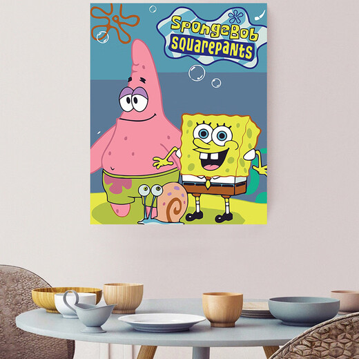 DIY Digital Oil Painting SpongeBob Doraemon niedliche handgesperrte handgedrückte Ölmalerei DIY Färbung 1048 50*65 gestreckte 2,5 cm verdickte Rahmen