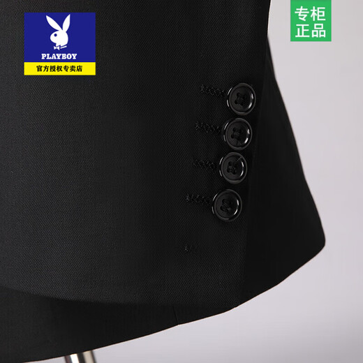 Playboy High-end Light Luxury Customized Suit Suit Men's Slim Business Formal Wear Professional Interview Work Three-piece Suit Men's Double-Button Navy (Suit + Pants) XL
