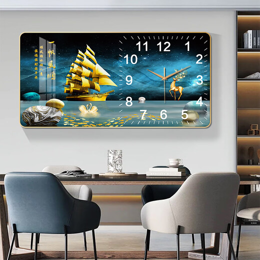 Phty Watch Wohnzimmer Licht Luxus High-End 20.24 Perpetual Calendar Home und Wanshixing Dekoration Malerei Wanduhr Kreative öffentliche Farm Woche 3271 [Kalender + Temperatur] Gesamtgröße: 60*120 cm