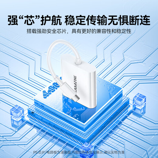 Shanze USB3.0 high-speed card reader dual card dual reading multi-functional SD/TF card reader supports mobile phone SLR camera driving recorder monitoring storage memory card Type-c dual card simultaneous reading 176MB/s