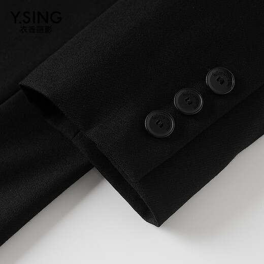 Yixiangliying mid-length suit jacket for women 2025 spring new style high-end loose wool coat black M