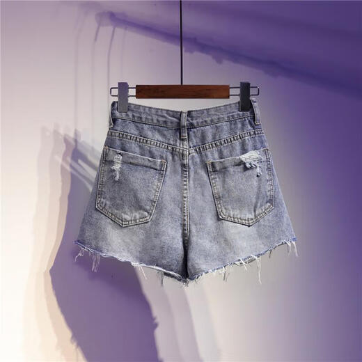 Xiangyunge 2025 NOUVEAU SUMBRE STYLE DE BISTOIRE DE DENIM RÉPOSÉ POUR LES FEMMES AVEC LA FAT MM SLAPT SLAMING LEG-LEG A-LINE PAPT TRENDY BLUID BLUE 9767 S 90-100JIN [Jin est égal à 0,5 kg]