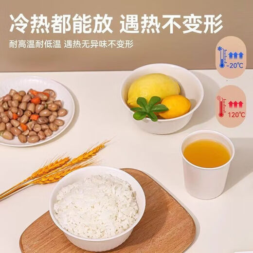 Disposable rice husk tableware set, biodegradable bowls, chopsticks, cups, saucers and spoons, thickened, wash-free party picnic, bowl + spoon, 20 pieces each