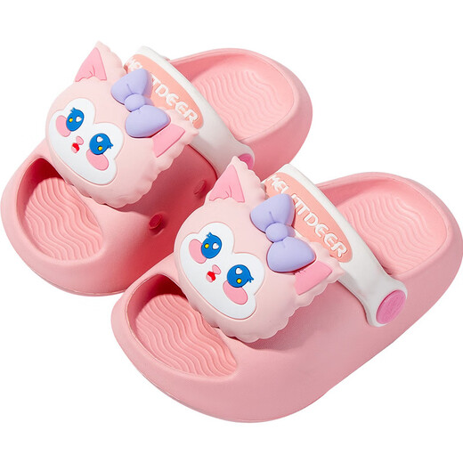 Hirsch Mili Summer Girls Pantoffeln süße Cartoon Baby Innen- und Außenkleidung-resistente weiche Bodenriemen Hole Schuhe Kinder Beige 130mm