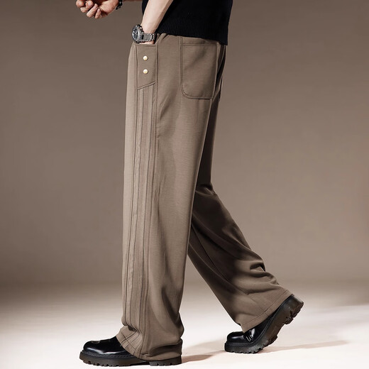 New Balance high-end American fashion brand trousers for men in spring and autumn, loose sports straight wide-legged autumn drape casual pants for men, black L, suitable for 130-150Jin Jin equals 0.5 kg