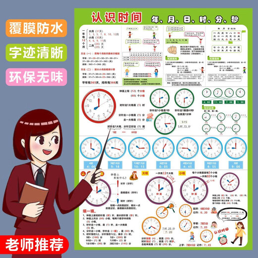 D'autres connaissent les horloges et les palmarès, les points de connaissance de première année, les autocollants muraux, la fondation zéro, les artefacts d'apprentissage de la maternelle de classe senior, comprennent le temps + RMB 2 images