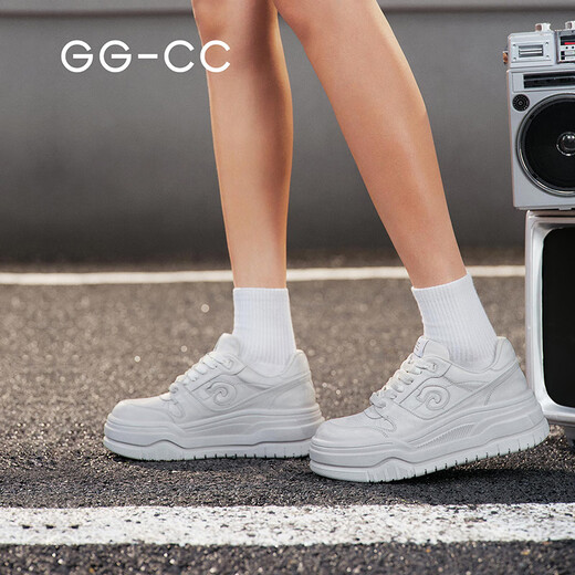 
GG-CC [Ju Jingyi same style] thick-soled shoes 2025 new old design and heightened casual women's shoes G25U5338 white 37