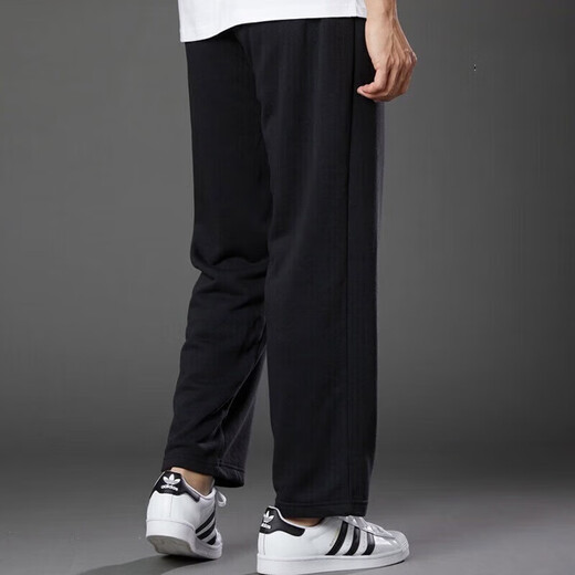 阿迪达斯（adidas）官方男裤 2025秋季新款运动裤透气卫裤宽松休闲长裤直筒裤子 GK9273/黑色-宽松直筒 M