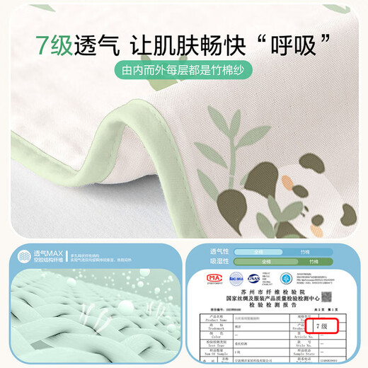 
BEYONDHOME BABY Boyang Maternal and Baby Four-layer Bamboo Cotton Yarn Cover Blanket Kindergarten Nap Blanket Bamboo Grove Panda 110*150cm