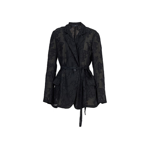 AUM Easy Suit 2025 Spring New Fashion Elegant Jacquard Cut Black Blazer Skirt Black Suit L