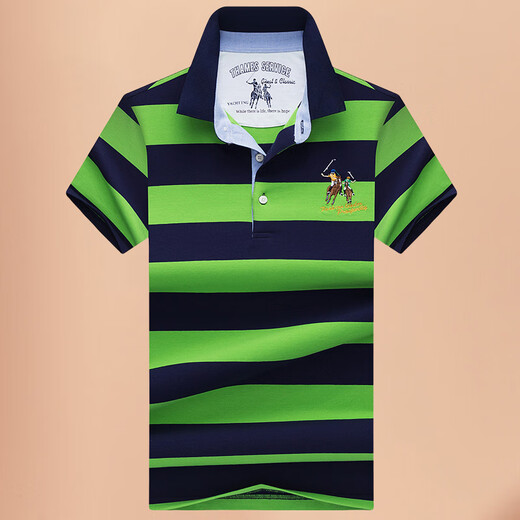 Master Polo Polo de manga corto a rayas Polo Summer Summer de la camiseta del delgada Paul Marca oficial de lujo Casual Comercio de mediana edad 3882 Naranja Stripes 2XL