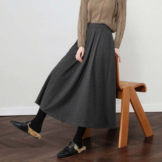 Demana Hepburn Skirt Winter Quiet Luxury Style Commuting Elastic Waist A-Line Covering Flesh Good Matching Skirt Women's Mid-Length Style