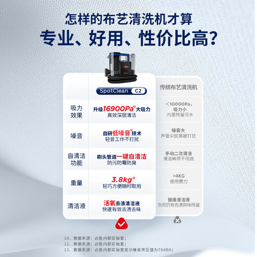 BISSELL cloth cleaning machine C2 spray-suction integrated household multi-functional 3861Z mite removal and sterilization vacuum sofa carpet mattress curtain cleaning artifact SpotClean C2 3861Z
