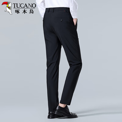 Holzspecker (Tucano) Freizeithosen für Männer Sommer Eis Silk Business Modehosen dehnen die schlanke, vielseitige, vielseitige Hose für Männer schwarz 36 36