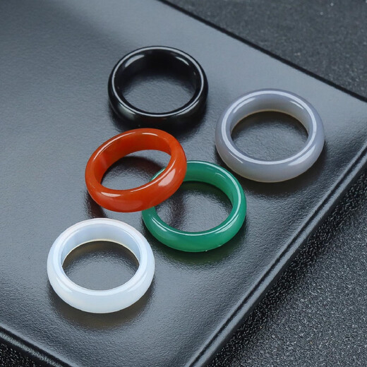 Später traf ich natürliche Rot, Schwarz, Grün, weißes, graues Achat Chalcedon Ring Ring Ring Ring Ring Ring Ring Ring Ring Handheld Perlen Ring Ring Keychain Rot-Achat-Ring (Innendurchmesser ca. 17-18 mm) Ring + Identifikationszertifikat + Geschenkbox