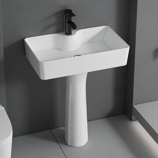 
HKFF column basin ceramic wash basin small apartment bathroom sink bathroom balcony household floor-standing integrated basin 4837 full set plus mirror